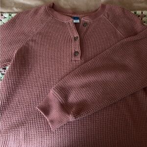 Women's Pink Waffle Henley